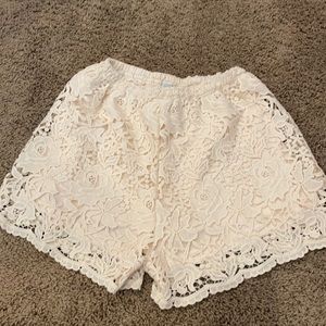 Cream Lace Shorts